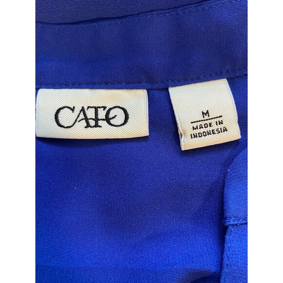 Cato Women’s Long Line Blouse M Blue Pullover Tunic Top Office Lagenlook Vibrant - Picture 3 of 13